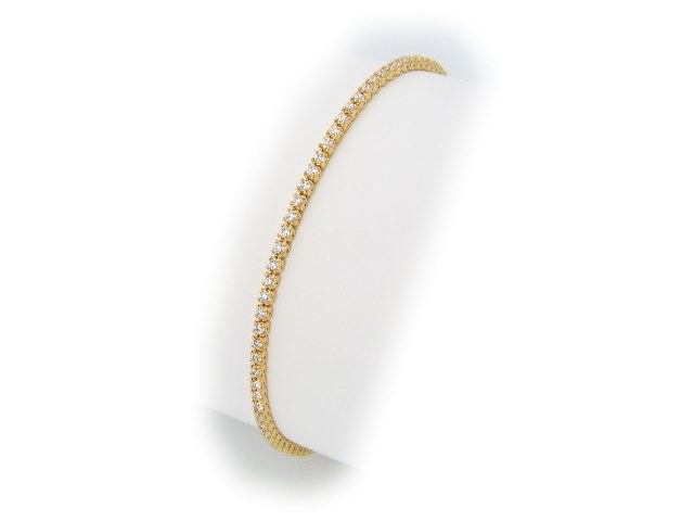 Silver Gold Plated 1 Mm Cz Tennis Bracelet, 7 In. With Box With Tonge Clousure