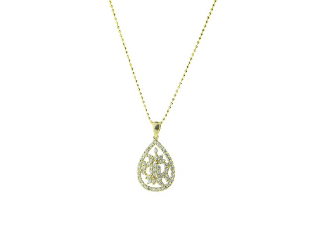 18k Gold Plated Sterling Silver Marquise Diamond Cut Cz Pendant Necklace, 16 In.
