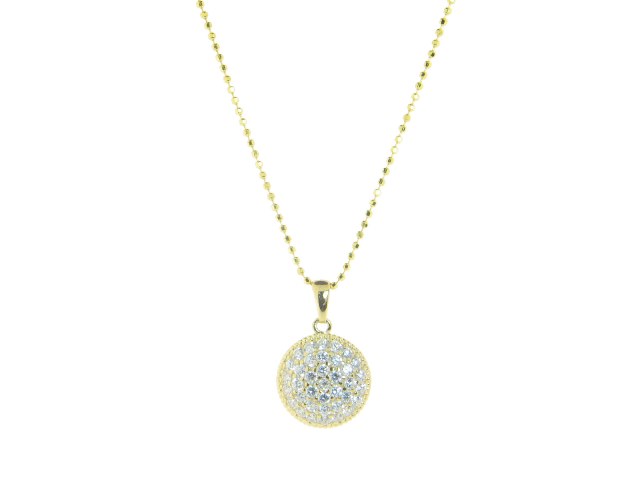 18k Gold Plated Sterling Silver Brilliant Circle Pendant Necklace, 16 In.