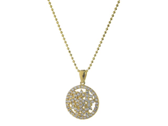 18k Gold Plated Sterling Silver Sublime Cz Circle Pendant Necklace, 16 In.