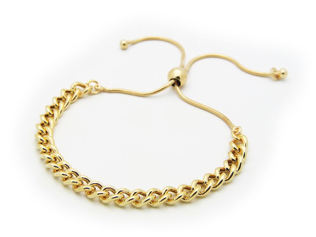 18k Gold Plated Silver Adjustable Cuban Links Bracelet