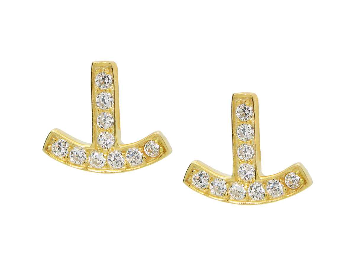 Gold Cz Anchor Designer Women Earring Studs