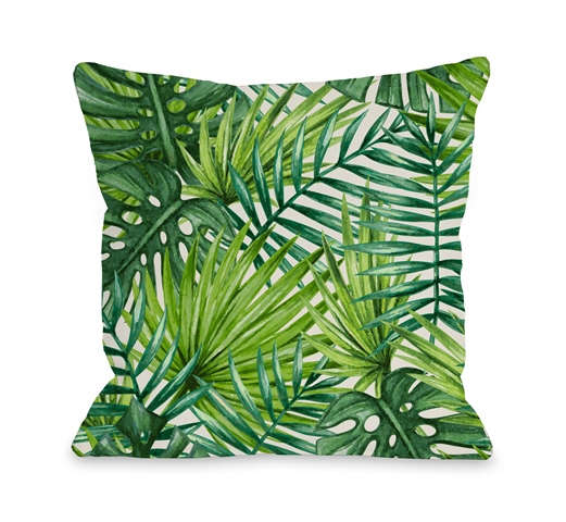 Palm Leaves Pillow, Green - 16 X 16 In.