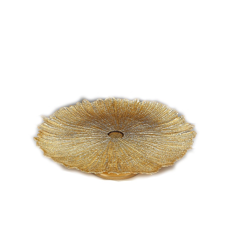 Coral 15 In. Gold Footed Cake Plate