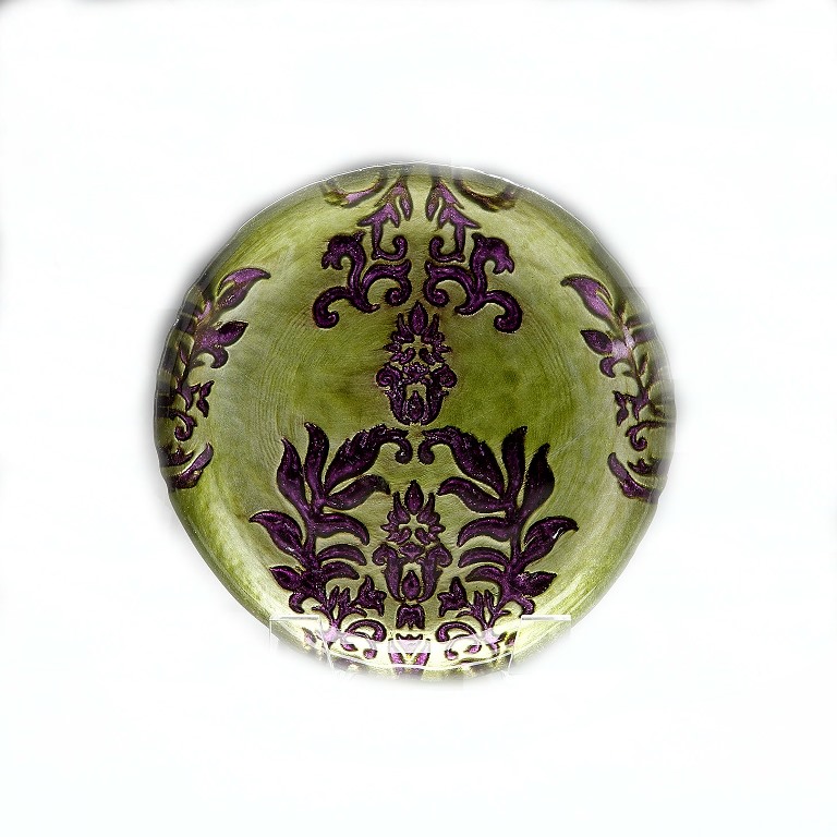Damask 6 In. Green Purple Plate - Set Of 4