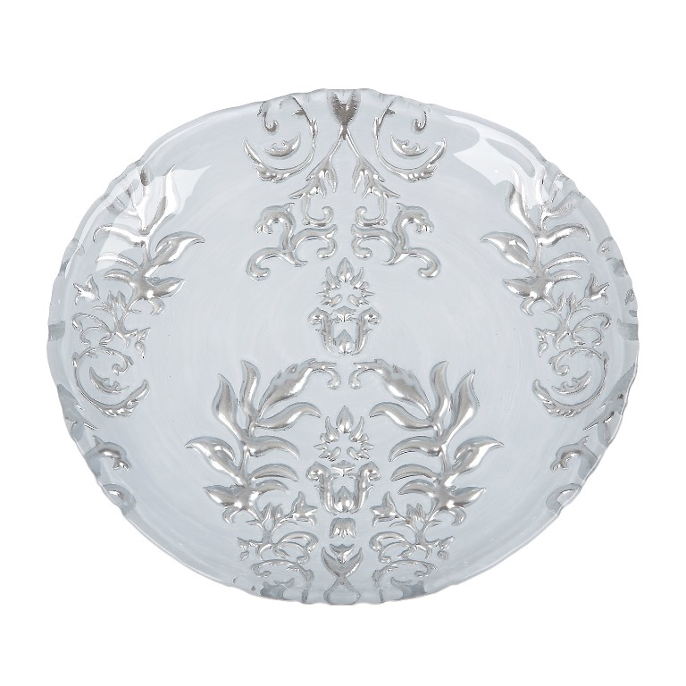Damask 8.5 In. White Silver Plate - Set Of 4
