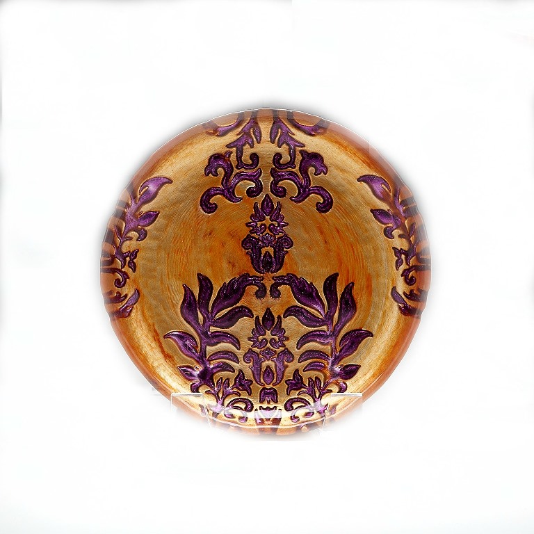Red Pomegranate 5942-3 Damask 8.5 In. Copper & Purple Plate - Set Of 4