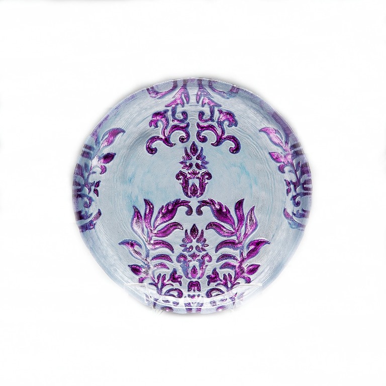 Damask 8.5 In. Two Purple Plate - Set Of 4