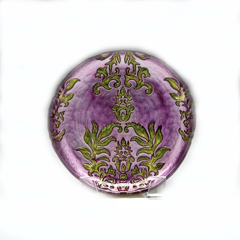 Damask 8.5 In. Purple Green Plate - Set Of 4
