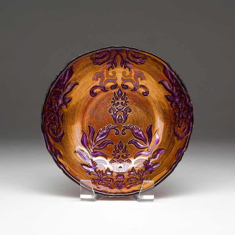 Damask 7.5 In. Copper & Purple Bowl - Set Of 4