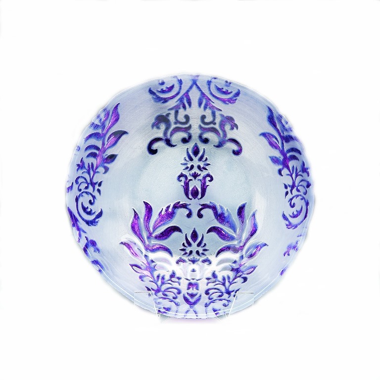 Damask 7.5 In. Two Purple Bowl - Set Of 4