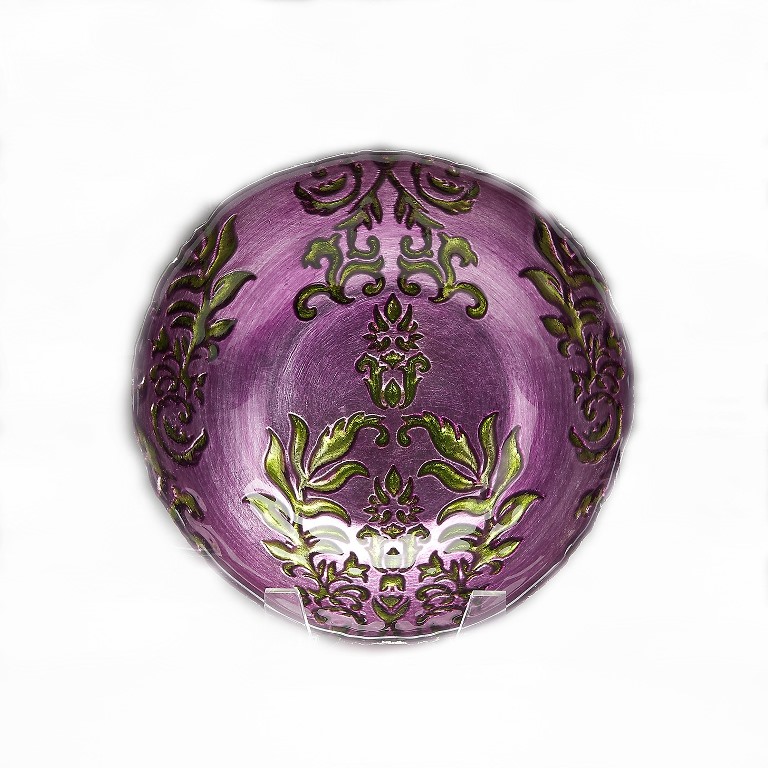 Damask 7.5 In. Purple Green Bowl - Set Of 4