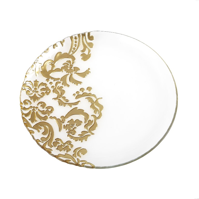 Damask 11 In. Gold & Clear Plate