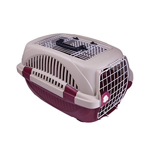Choco Nose H315 12 Lbs Durable Two Doors Open Top Pet Travel Kennel - 19.8 In. - Burgundy