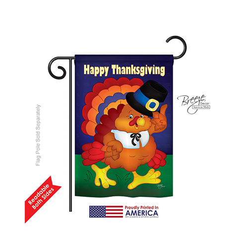 63037 Thanksgiving Happy Thanksgiving Turkey 2-sided Impression Garden Flag - 13 X 18.5 In.