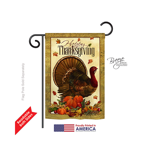 63049 Thanksgiving Thanksgiving Turkey 2-sided Impression Garden Flag - 13 X 18.5 In.