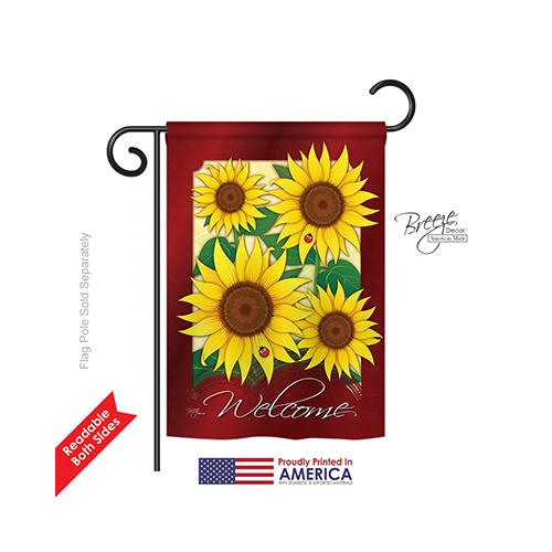 Floral Welcome Sunflowers 2-sided Impression Garden Flag - 13 X 18.5 In.