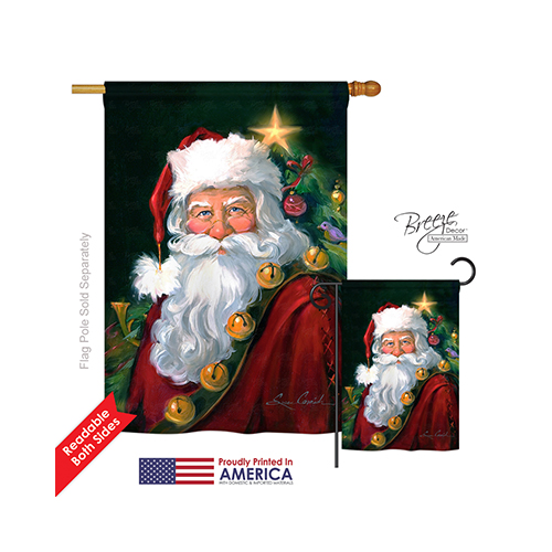 14095 Christmas Santa Portrait 2-sided Vertical Impression House Flag - 28 X 40 In.