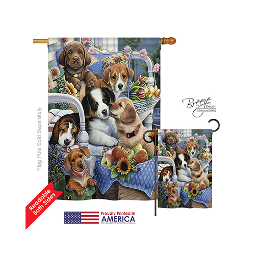 10050 Pets Country Pups 2-sided Vertical Impression House Flag - 28 X 40 In.