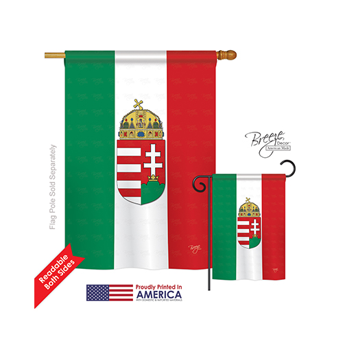 08123 Hungary 2-Sided Vertical Impression House Flag - 28 x 40 in.