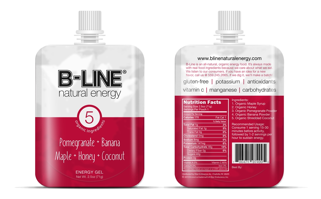 B-line Natural Energy Pb5008 Pomegranate, Banana, Maple, Honey & Coconut Energy Gel - Pack Of 5
