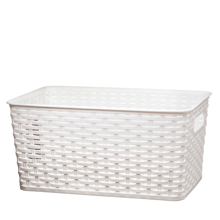Nua Gifts 426 - W Big Rattan Storage Basket 15.88 X 10 X 7.5 In. - White