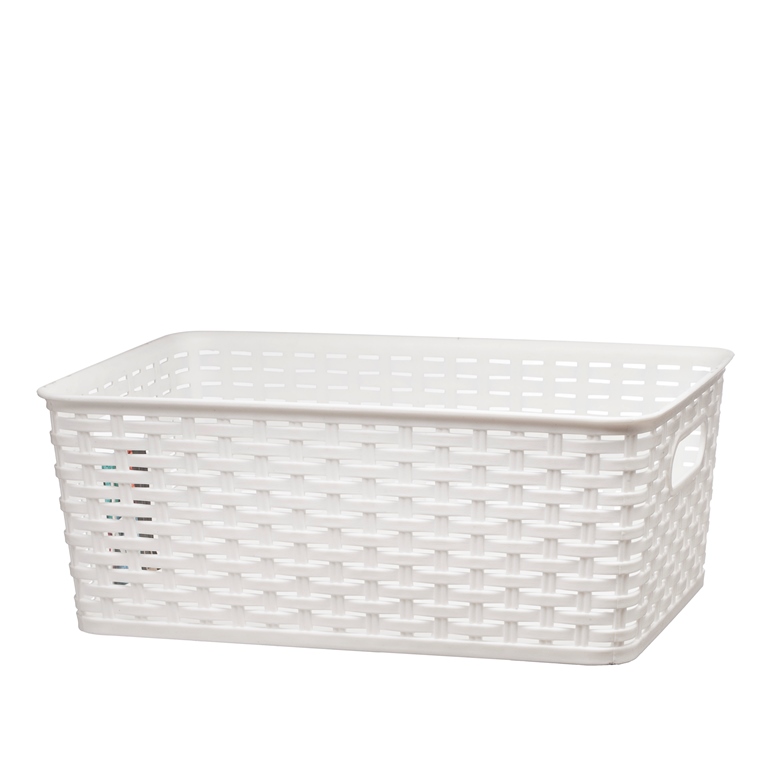 Nua Gifts 425 - W Medium Rattan Storage Basket 15.13 X 16.75 X 5.88 In. - White