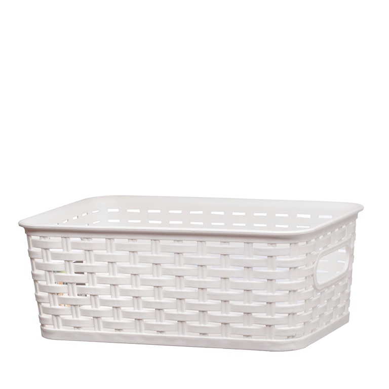 Nua Gifts 413 - W Small Rattan Storage Basket 11.38 X 7.38 X 4.25 In. - White