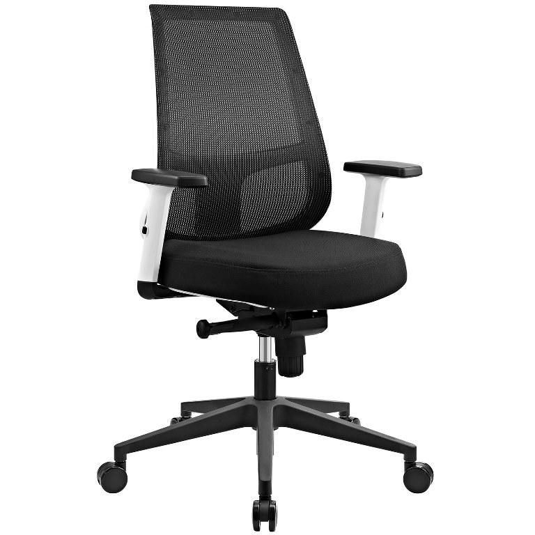 Modway Eei-2216-blk Pump White Frame Fabric Office Chair, Black