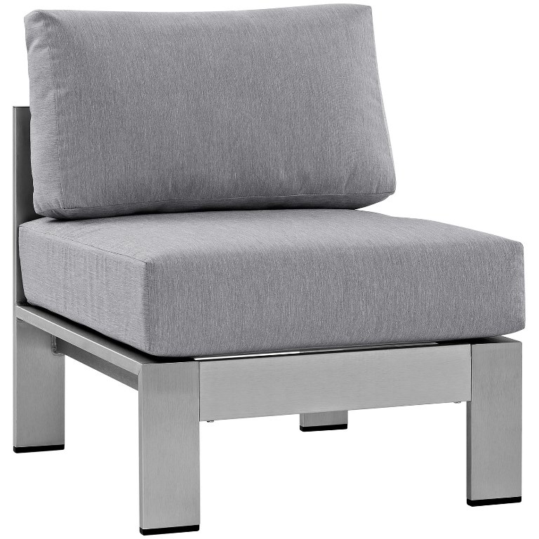 Modway Eei-2263-slv-gry Shore Outdoor Patio Aluminum Armless Chair, Silver & Gray