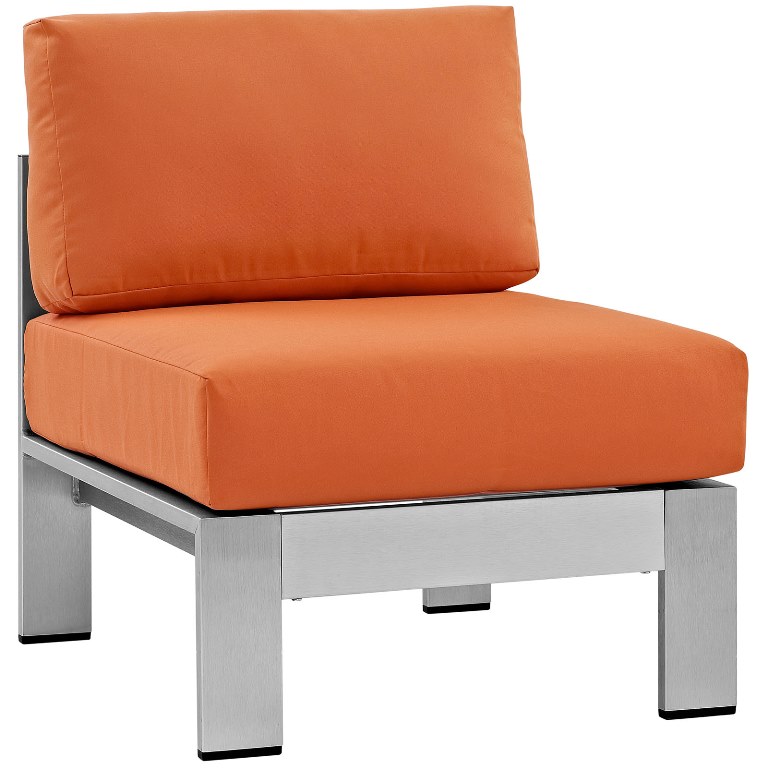 Modway Eei-2263-slv-ora Shore Outdoor Patio Aluminum Armless Chair, Silver & Orange