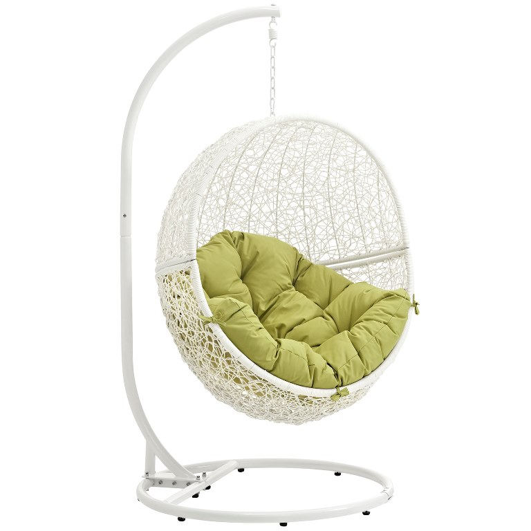 Modway Eei-2273-whi-per Hide Outdoor Patio Swing Chair With Stand, White Peridot