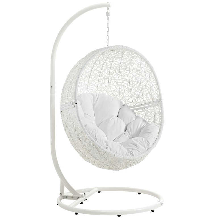 Modway Eei-2273-whi-whi Hide Outdoor Patio Swing Chair With Stand, White