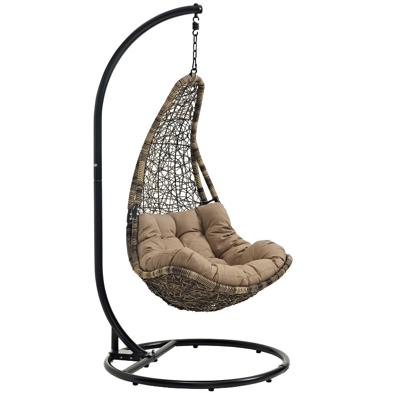 Modway Eei-2276-blk-moc-set Abate Outdoor Patio Swing Chair With Stand, Black Mocha