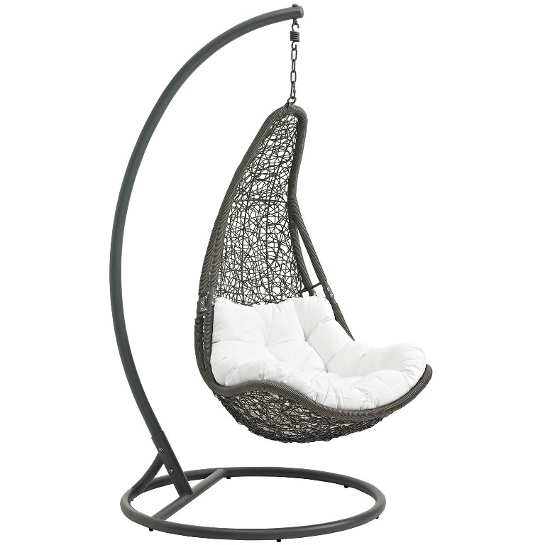 Modway Eei-2276-gry-whi-set Abate Outdoor Patio Swing Chair With Stand, Gray & White