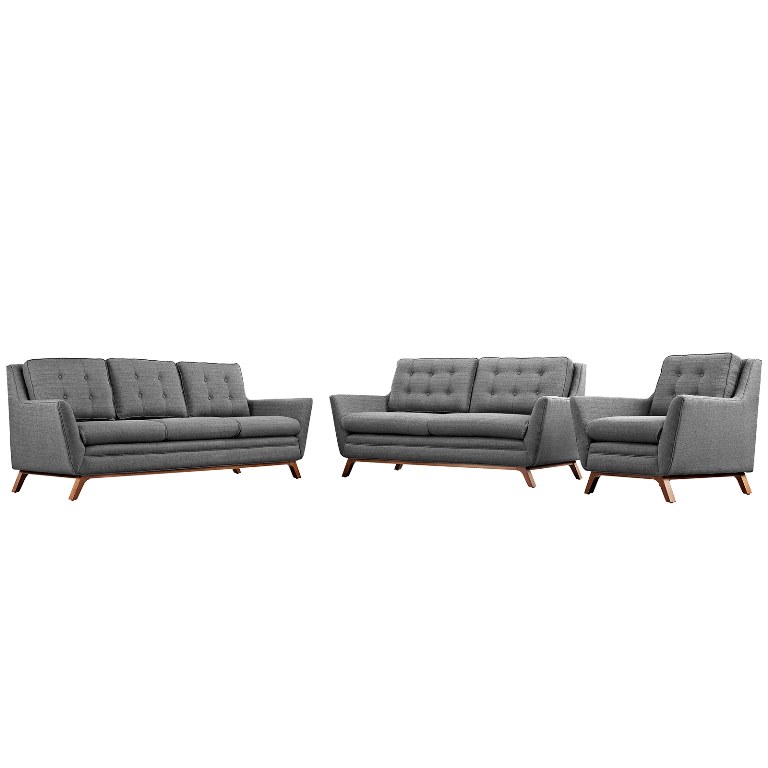 Modway Eei-2431-dor-set Beguile Living Room Set Fabric, Gray - Set Of 3