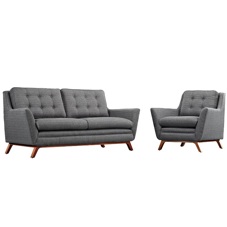 Modway Eei-2432-dor-set Beguile Loveseat & Armchair Living Room Set Fabric, Gray - Set Of 2