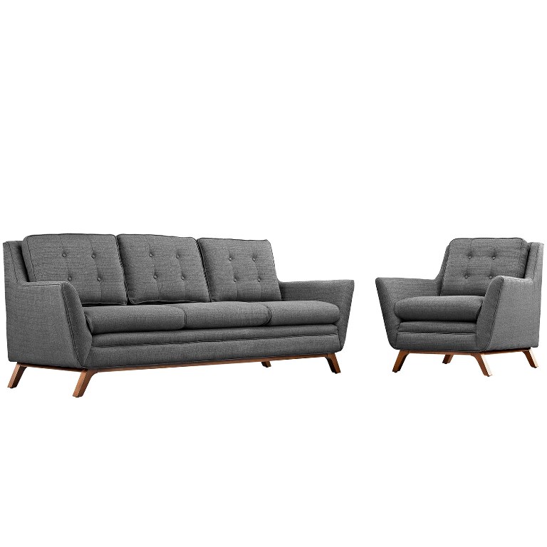 Modway Eei-2433-dor-set Beguile Sofa & Armchair Living Room Set Fabric, Gray - Set Of 2