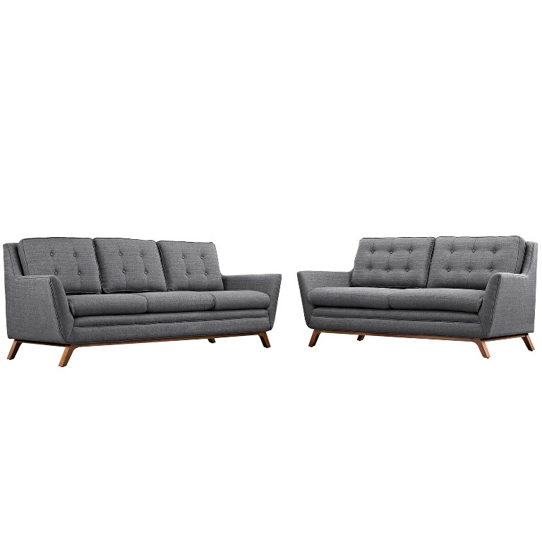 Modway Eei-2434-dor-set Beguile Sofa & Loveseat Living Room Set Fabric, Gray - Set Of 2