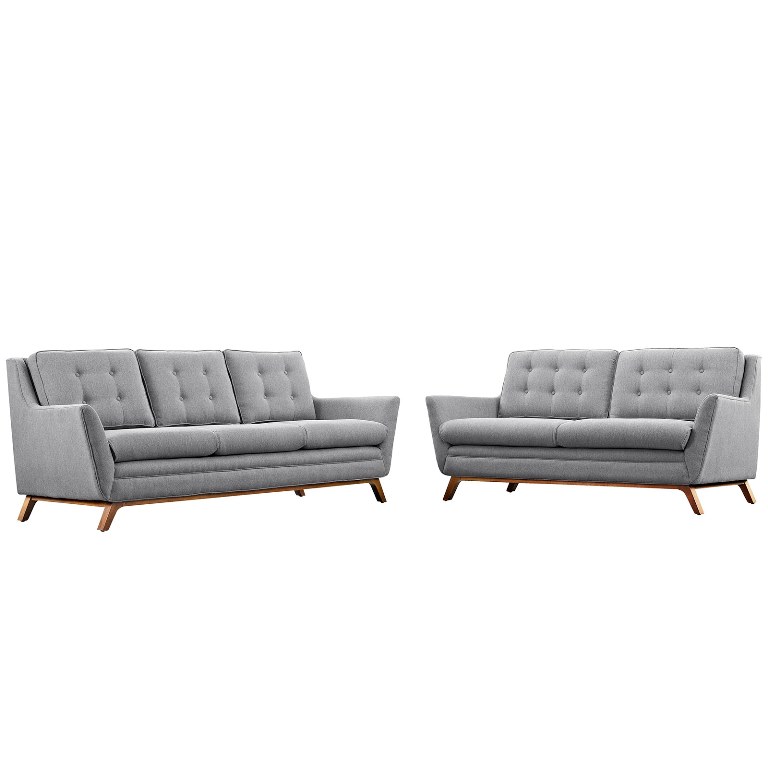 Modway Eei-2434-gry-set Beguile Sofa & Loveseat Living Room Set Fabric, Expectation Gray - Set Of 2