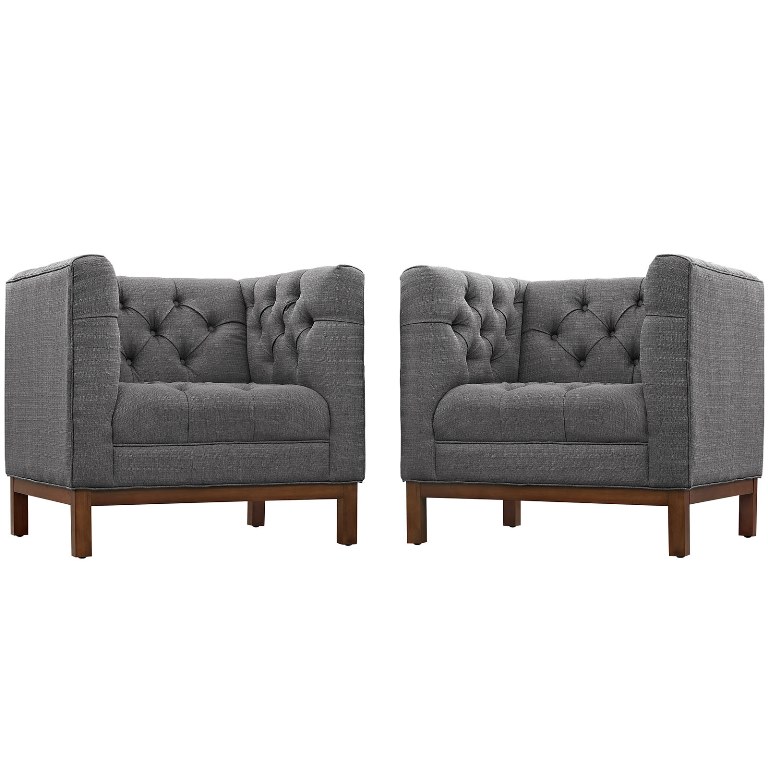 Modway Eei-2436-dor-set Panache Armchair Living Room Set Fabric, Gray - Set Of 2