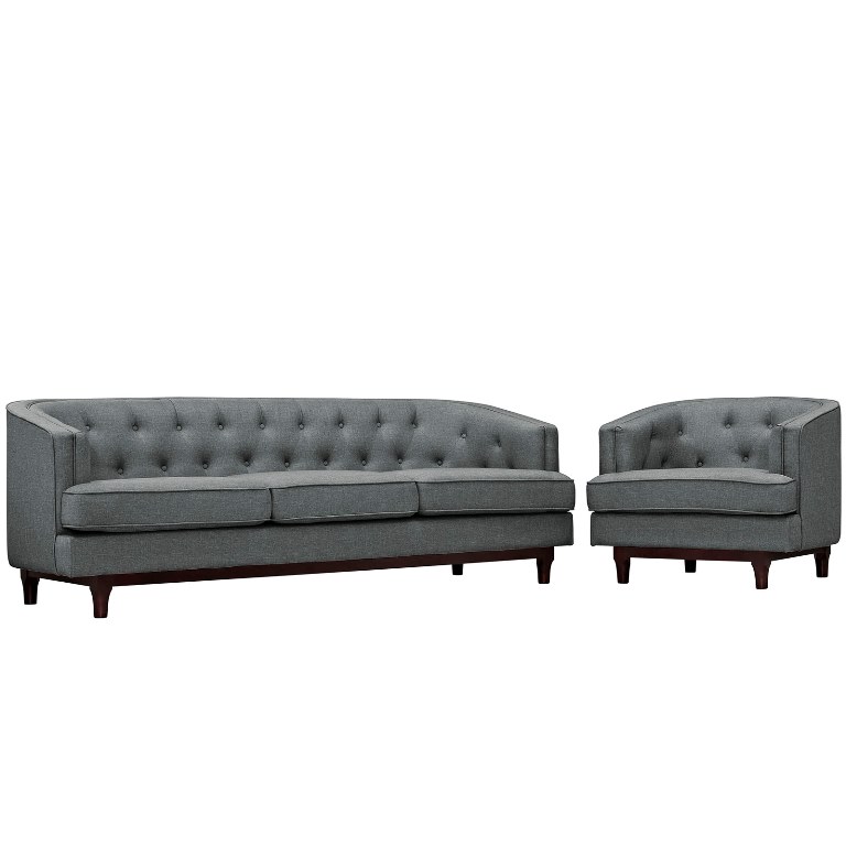 Modway Eei-2450-gry-set Coast Living Room Sofa Set, Gray - Set Of 2