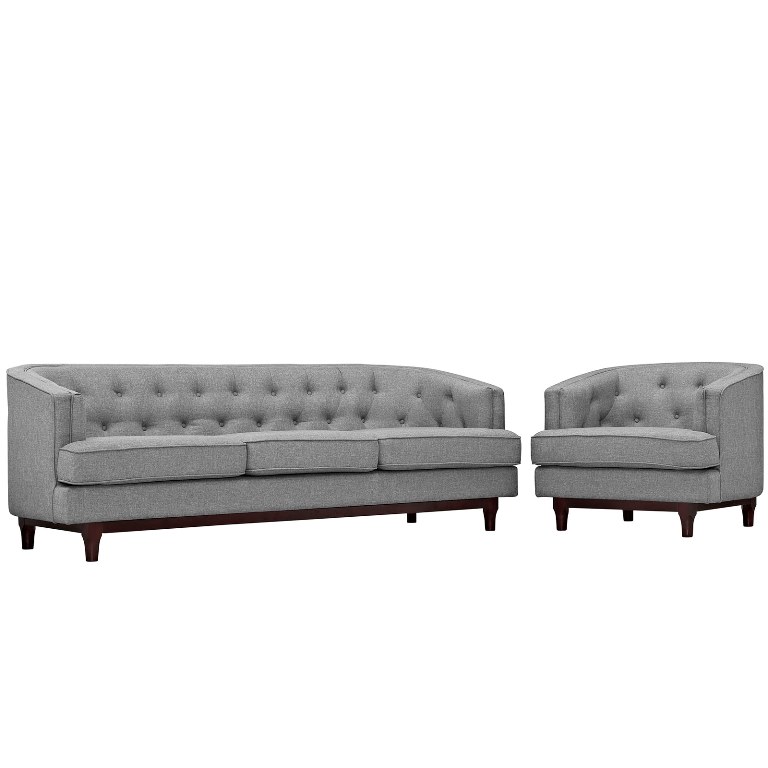 Modway Eei-2450-lgr-set Coast Living Room Sofa Set, Light Gray - Set Of 2