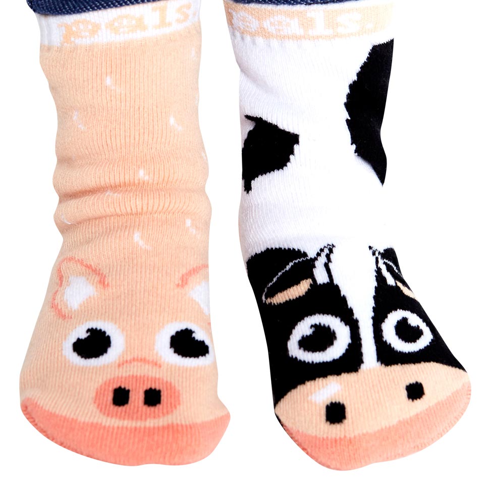 Cow & Pig - Fun Toddlers Socks, 1-3 Years