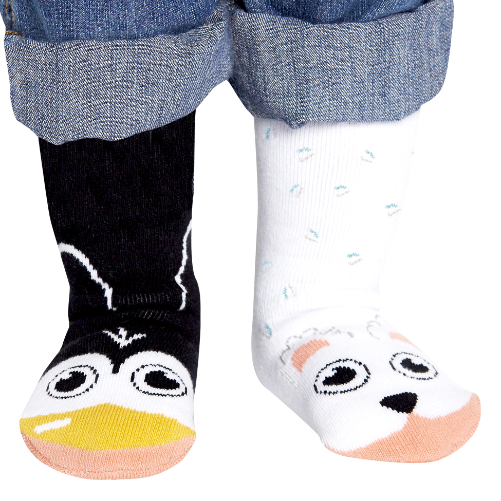 Penguin & Polar Bear - Fun Toddlers Socks, 1-3 Years