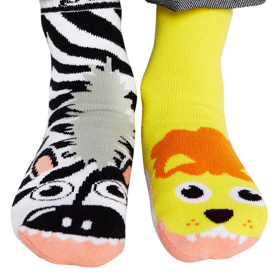 Pals Socks Ps-23 Zebra & Lion - Fun Toddlers Socks, 4-8 Years