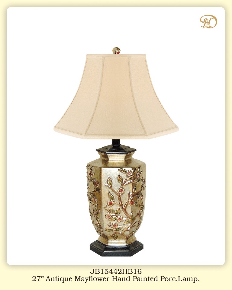 Jb Hirsch Home Decor Jb15442hb16 27 In. Antique Mayflower Hand Painted Porcelain Table Lamp