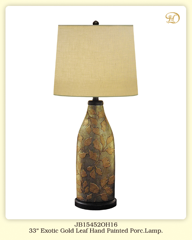 Jb Hirsch Home Decor Jb15452oh16 33 In. Exotic Gold Leaf Hand Painted Porcelain Table Lamp
