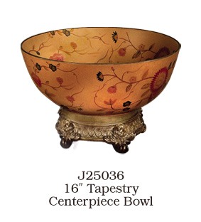 Jb Hirsch Home Decor J25036 16 In. Tapestry Centerpiece Hand Painted Porcelain Bowl