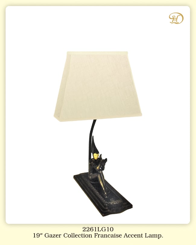 Jb Hirsch Home Decor 2261lg10 19 In. Gazer Collection Francaise Accent Table Lamp With 10 In. Rectangle Shade